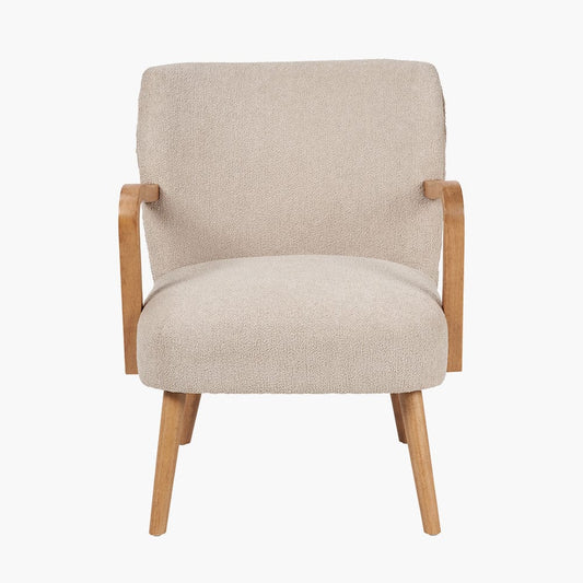 Sennori Taupe Teddy Fabric & Rubber Wood Occasional Chair