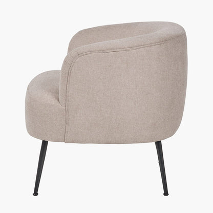 Aviana Natural Chenille & Black Metal Tub Chair