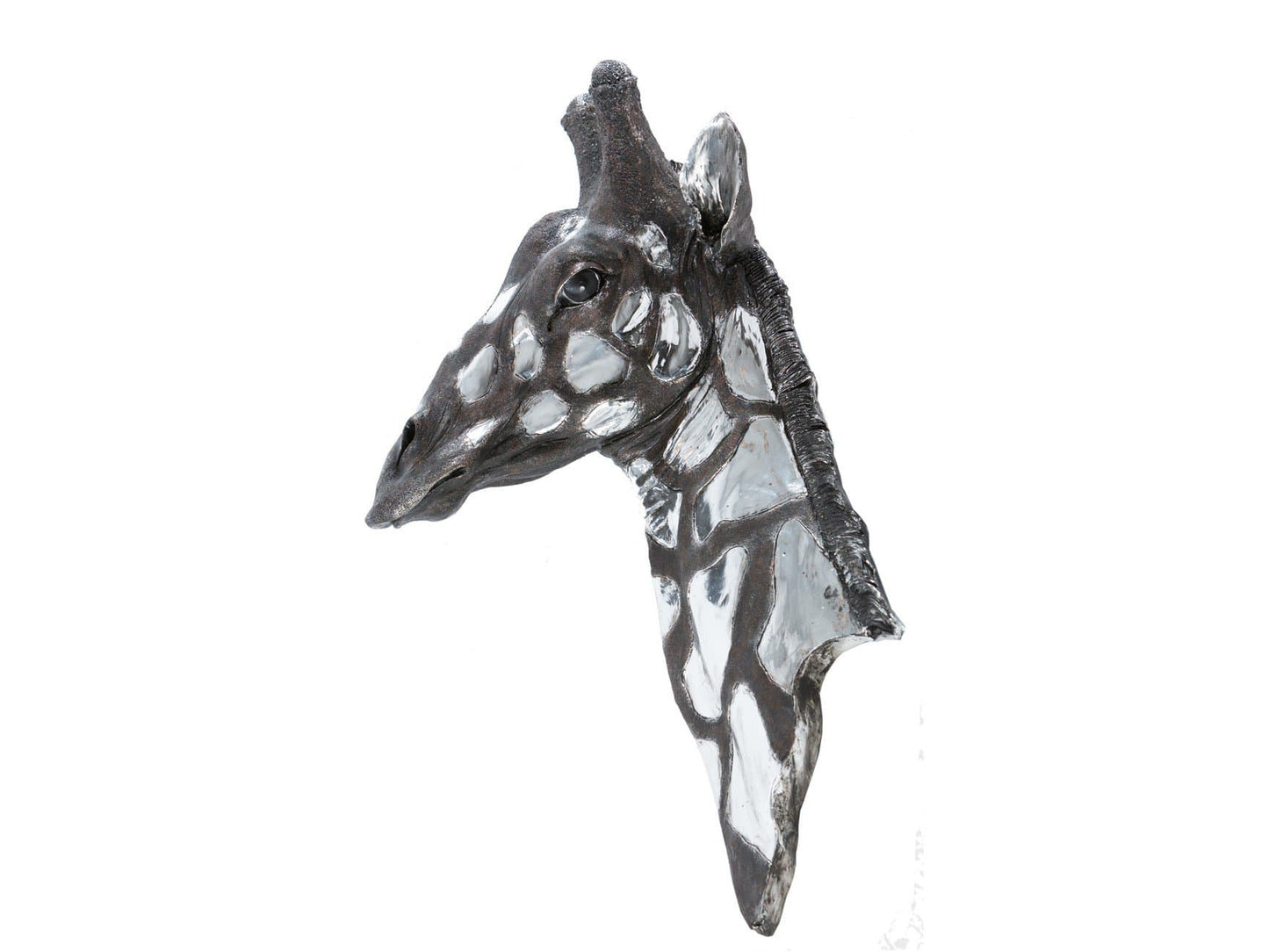 Dappled Silver Giraffe Head Wall Plaque