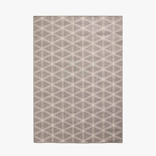 Indoor Outdoor Silver & White Geometric Design Rug