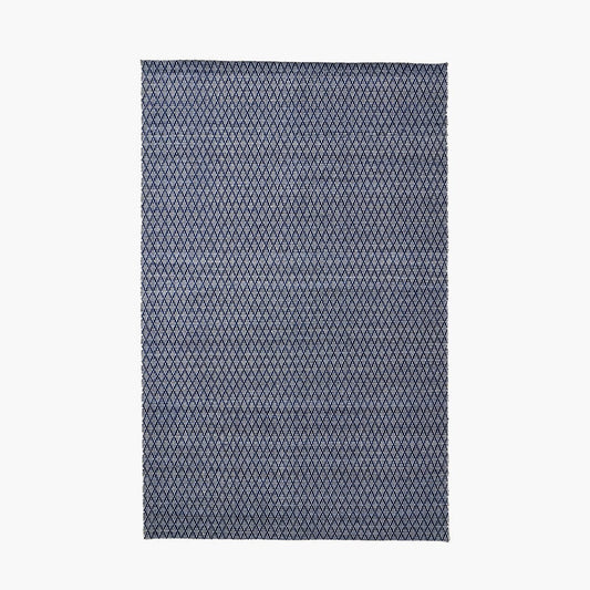 Indoor Outdoor Denim Blue & White Ikat Design Rug