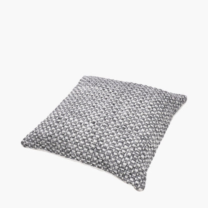 Indoor Outdoor Graphite & White Basket Weave Design Scatter Cushion