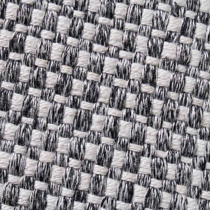 Indoor Outdoor Graphite & White Basket Weave Design Scatter Cushion