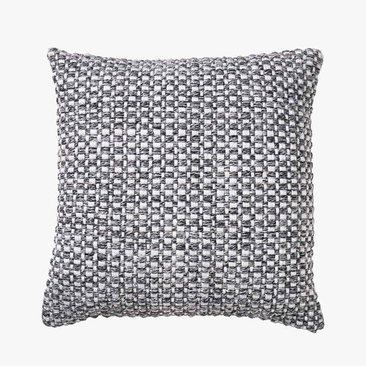 Indoor Outdoor Graphite & White Basket Weave Design Scatter Cushion