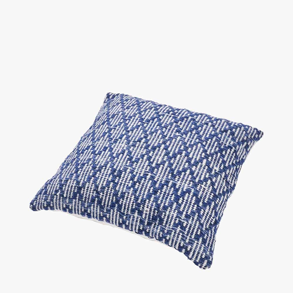 Indoor Outdoor Denim Blue & White Ikat Design Scatter Cushion