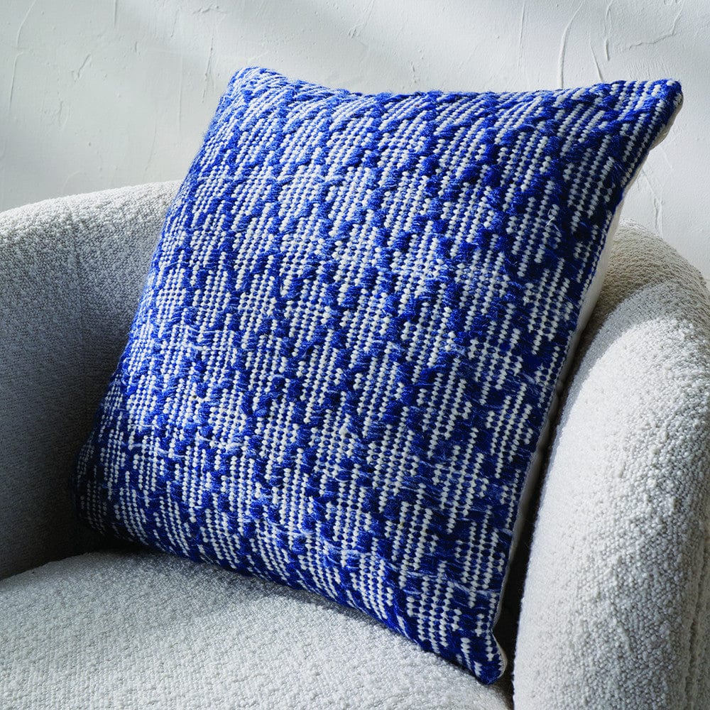 Indoor Outdoor Denim Blue & White Ikat Design Scatter Cushion