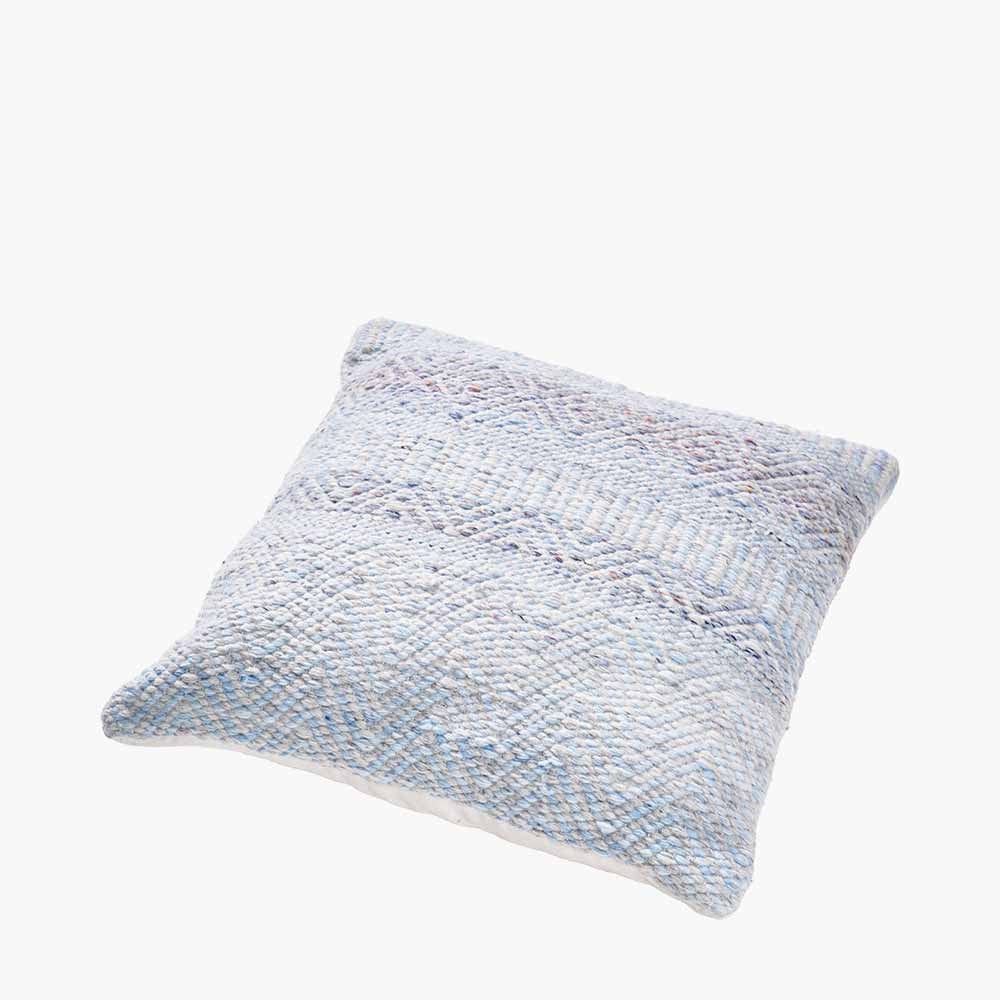 Indoor Outdoor Aqua Blue & White Inca Design Scatter Cushion
