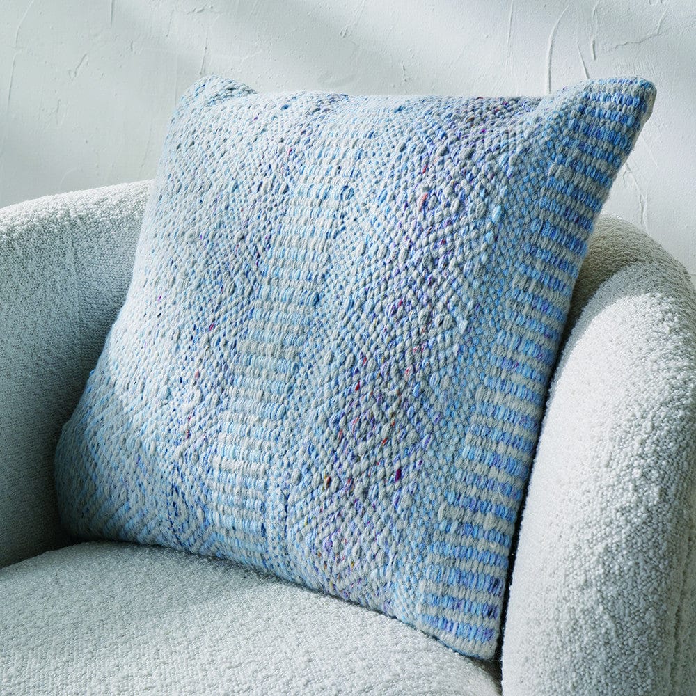 Indoor Outdoor Aqua Blue & White Inca Design Scatter Cushion