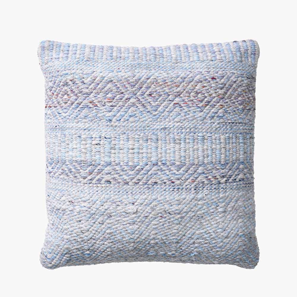 Indoor Outdoor Aqua Blue & White Inca Design Scatter Cushion