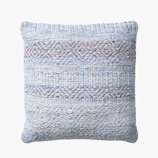 Indoor Outdoor Aqua Blue & White Inca Design Scatter Cushion