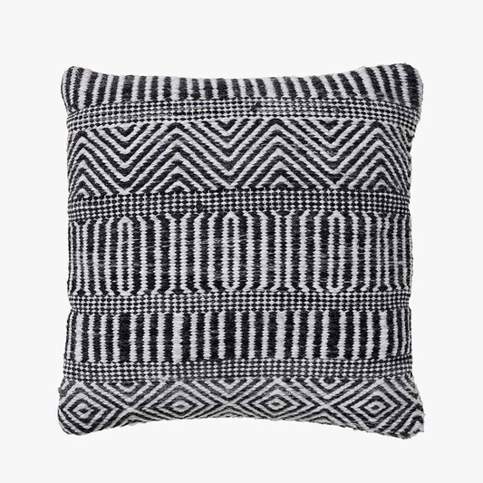 Indoor Outdoor Black & White Inca Design Scatter Cushion