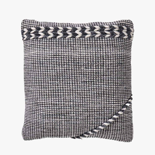 Indoor Outdoor Grey & White Plaited Stripe Design Scatter Cushion