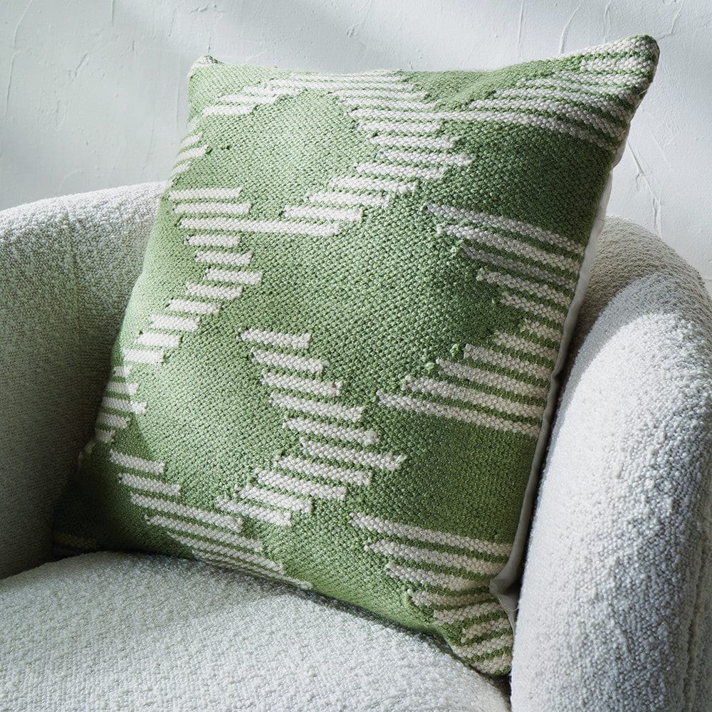 Indoor Outdoor Sage & White Chevron Design Scatter Cushion