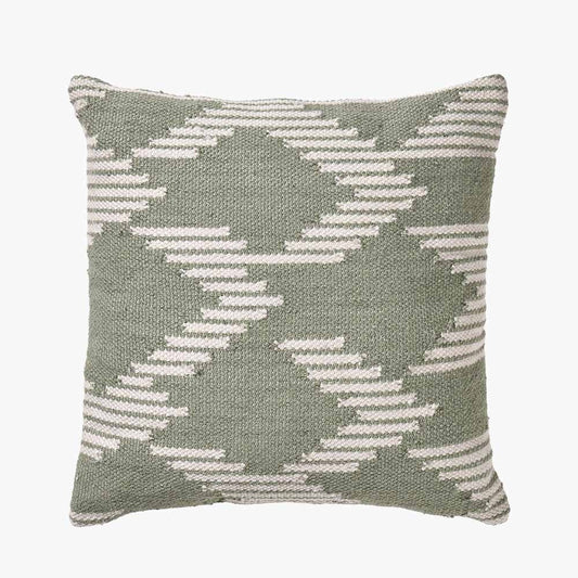 Indoor Outdoor Sage & White Chevron Design Scatter Cushion