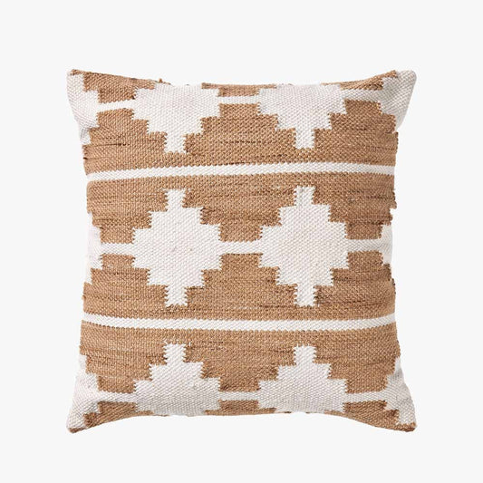 Indoor Outdoor Taupe & White Moroccan Design Scatter Cushion