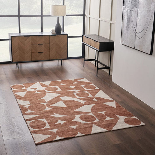 Indoor Outdoor Terracotta Geometric Rug