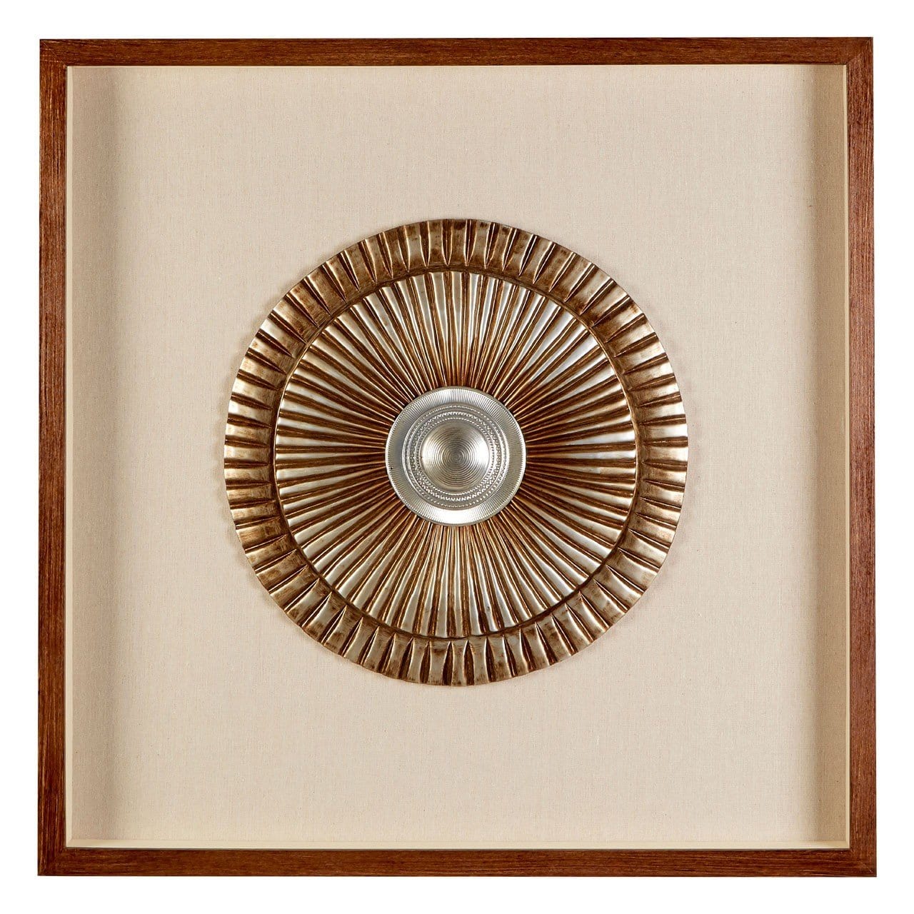 Framed Round Two Tone Carving - Beige & Bronze