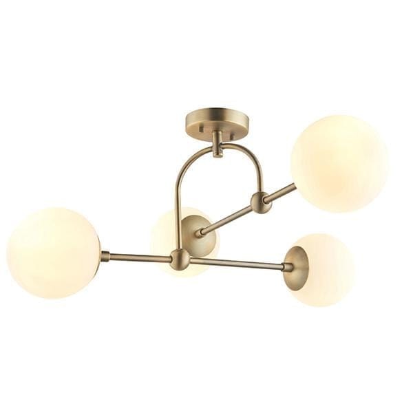 Keleti 4 Light Matt Antique Brass Semi Flush Ceiling Light