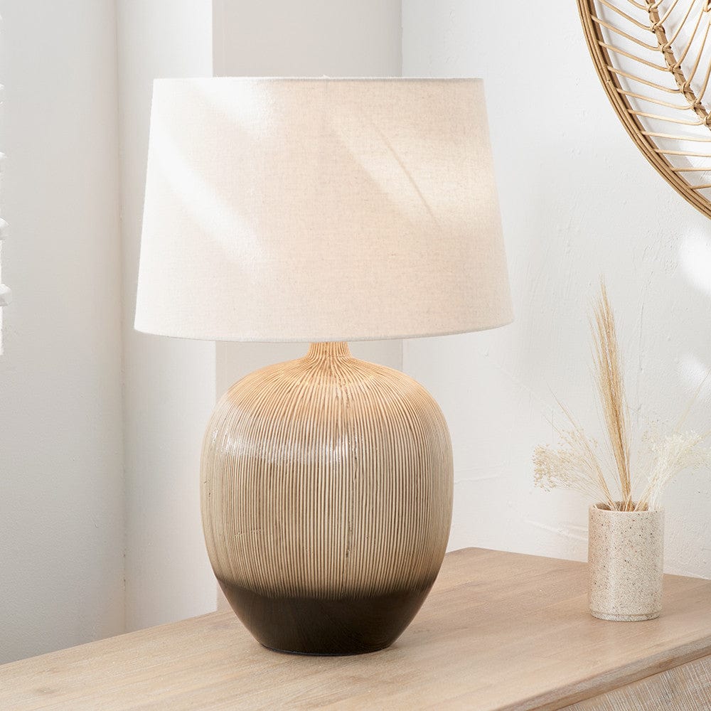 Greta Brown & Black Textured Ceramic Table Lamp