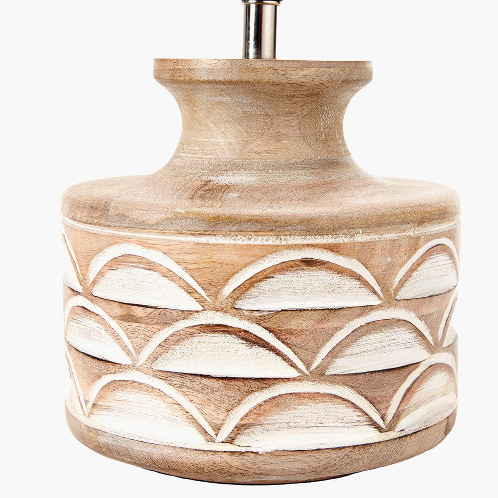 Kingsbury White Wash Large Carved Wood Table Lamp Base