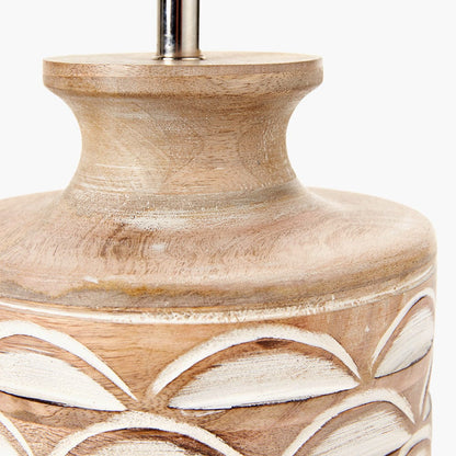 Kingsbury Small White Wash Carved Wood Table Lamp