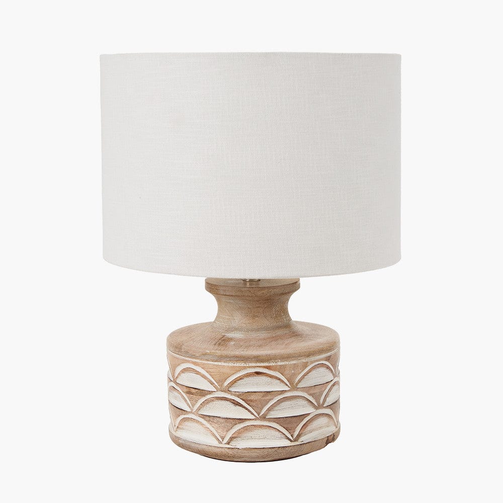 Kingsbury White Wash Large Carved Wood Table Lamp Base