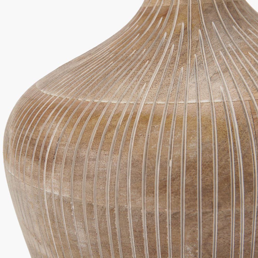 Taika White Wash Textured Wood Table Lamp with Black Linen Shade