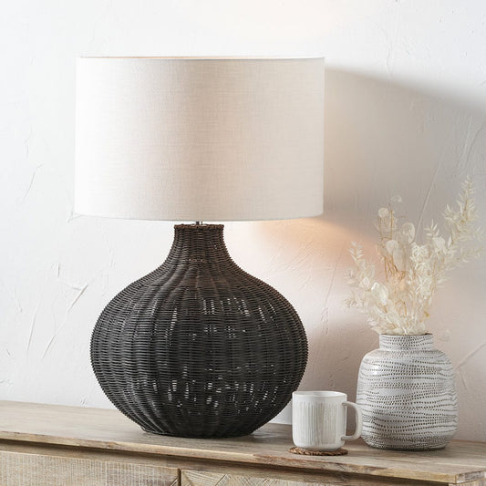 Allona Black Rattan Table Lamp