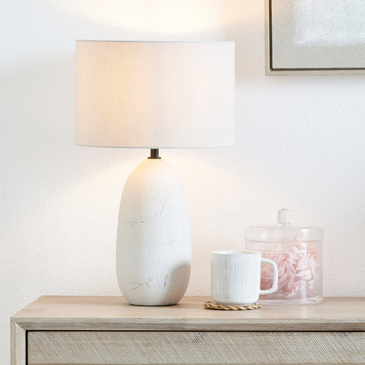 Erika White Vintage Textured Ceramic Table Lamp