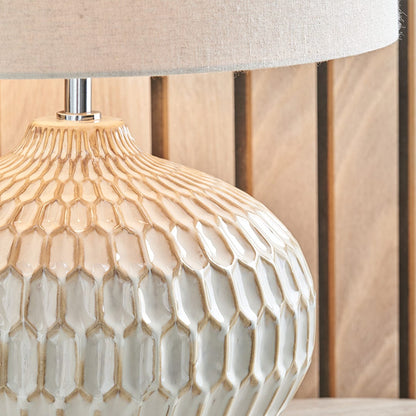 Cassius Warm White Textured Glazed Ceramic Table Lamp