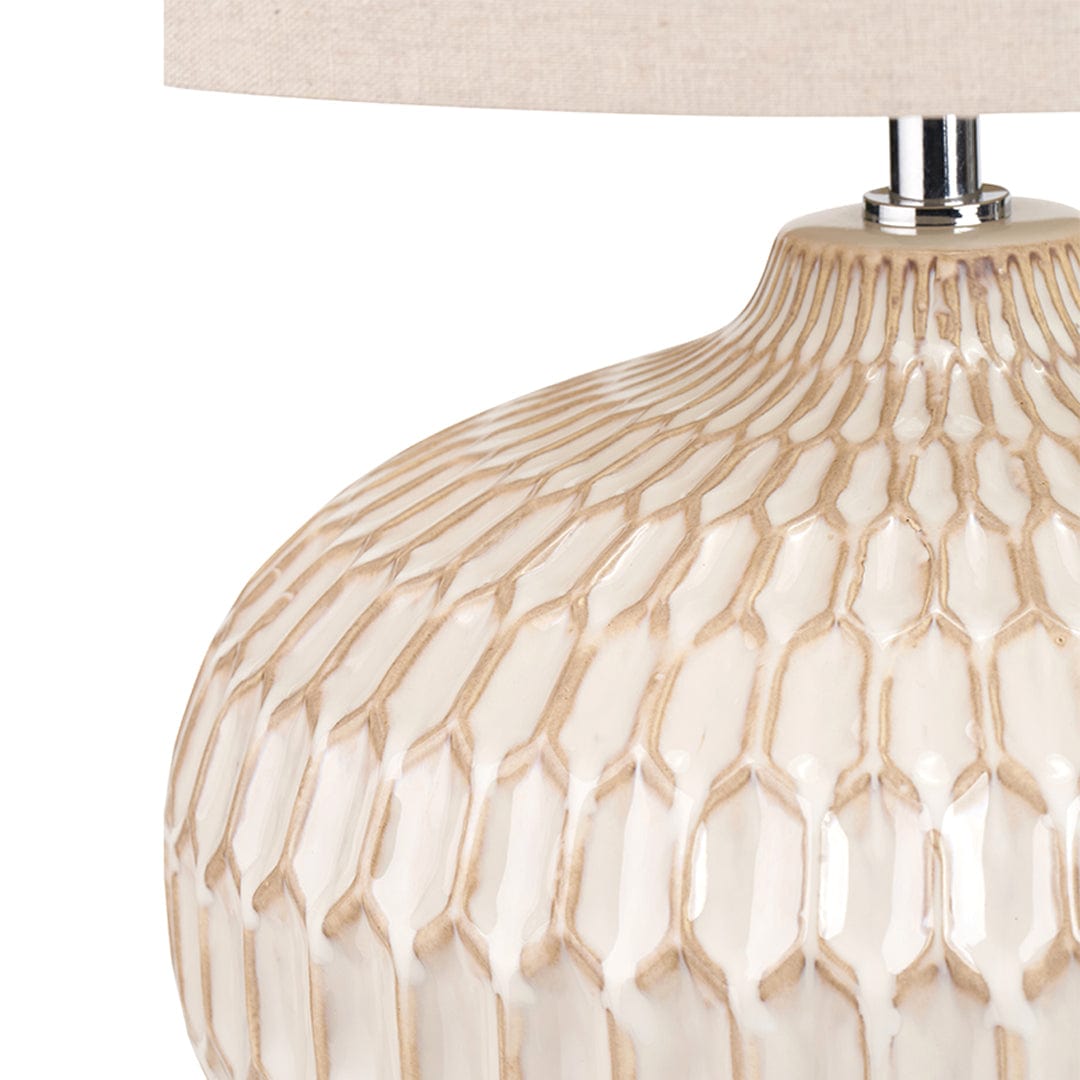 Cassius Warm White Textured Glazed Ceramic Table Lamp