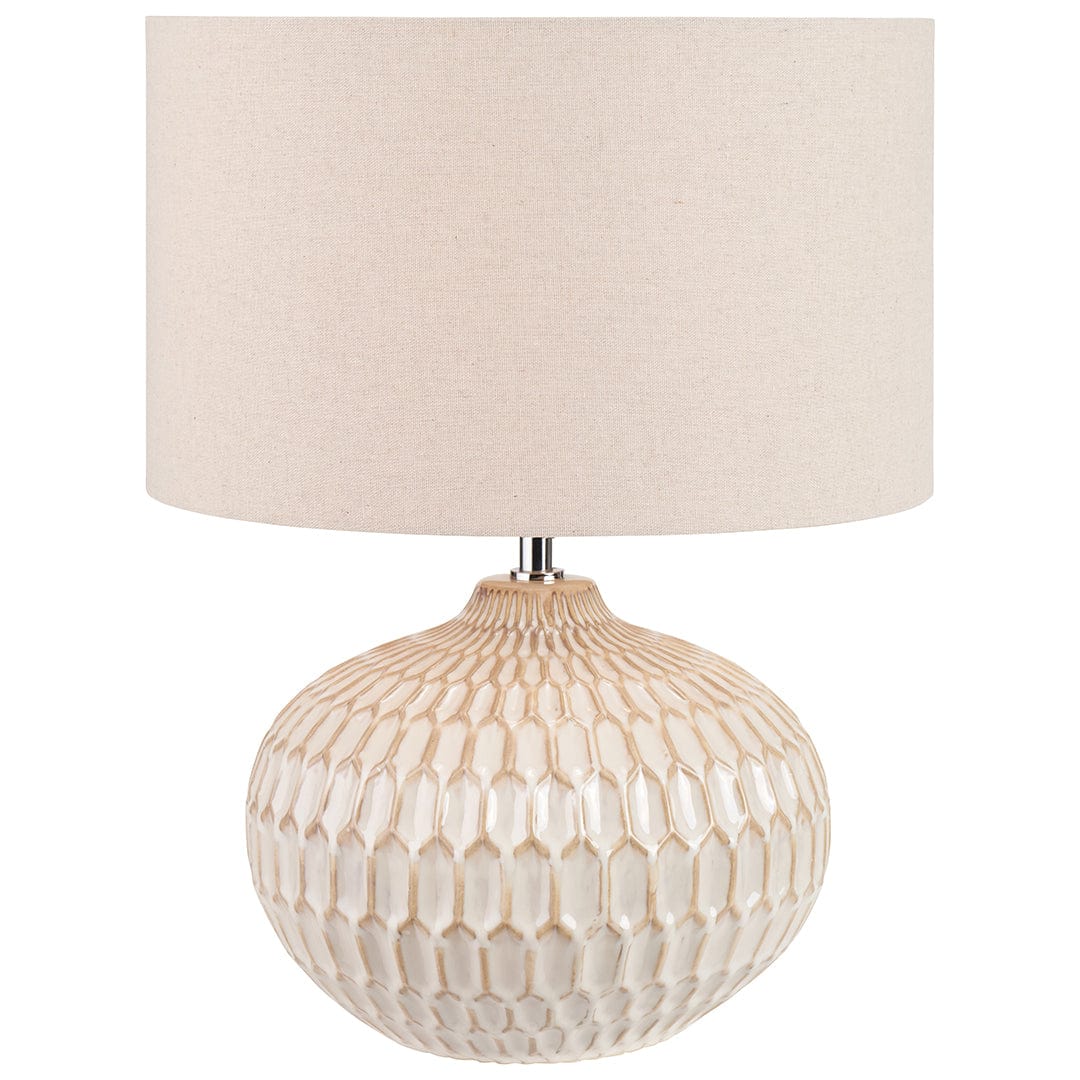 Cassius Warm White Textured Glazed Ceramic Table Lamp