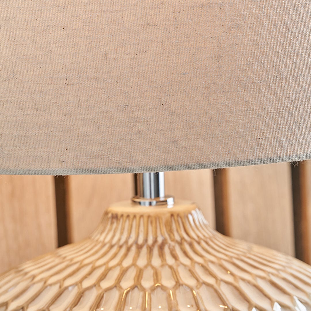 Cassius Warm White Textured Glazed Ceramic Table Lamp