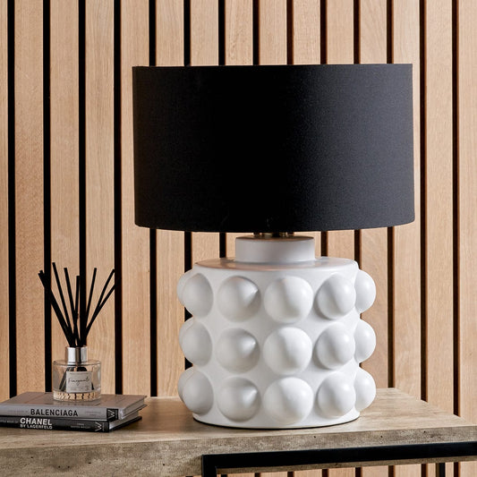 Serenity White Bobbled Ceramic Large Table Lamp Base