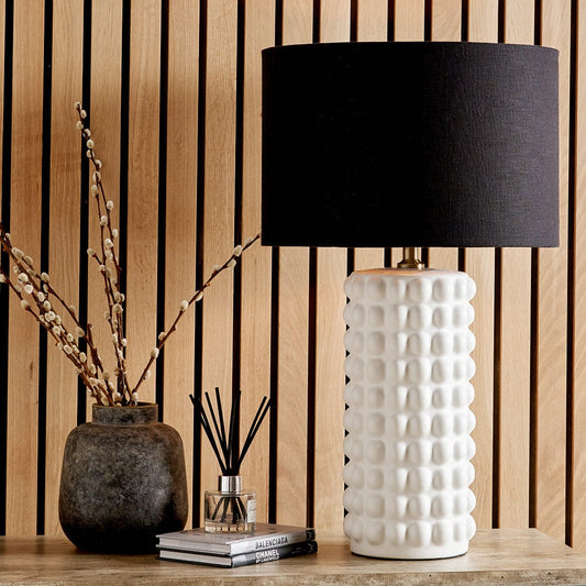 Sohan White Bobbled Ceramic Tall Table Lamp Base