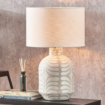 Tania Grey & White Pattern Ceramic Table Lamp Base