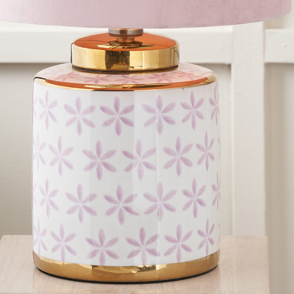 Thea Lillac & Gold Leaf Ceramic Table Lamp Base