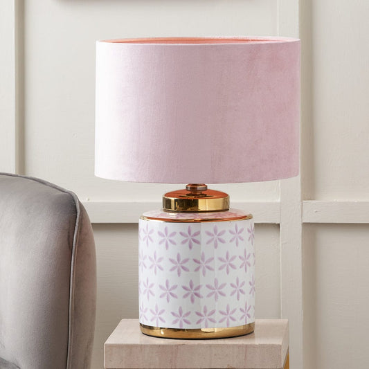 Thea Lillac & Gold Leaf Ceramic Table Lamp Base