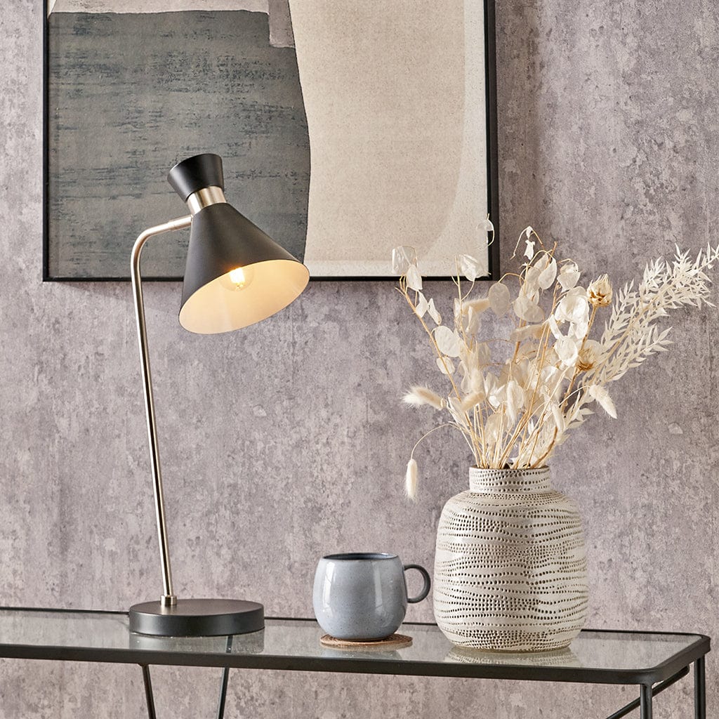 Benedict Black & Brushed Silver Metal Table Lamp