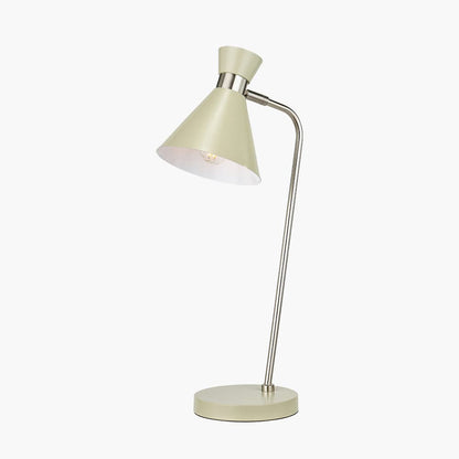 Benedict Sage & Brushed Silver Metal Table Lamp