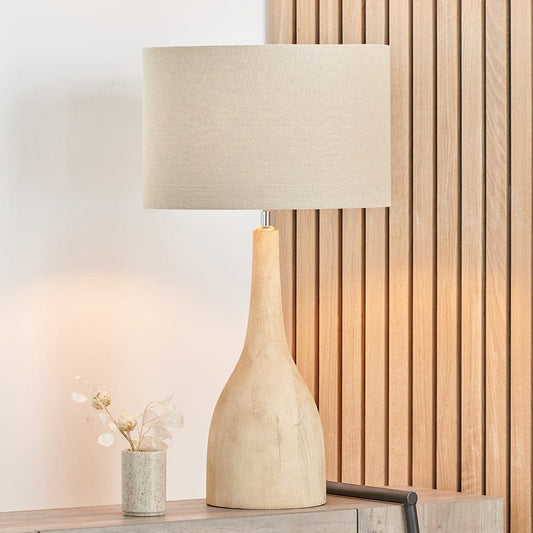 Corella Natural Mango Wood Curved Table Lamp Base