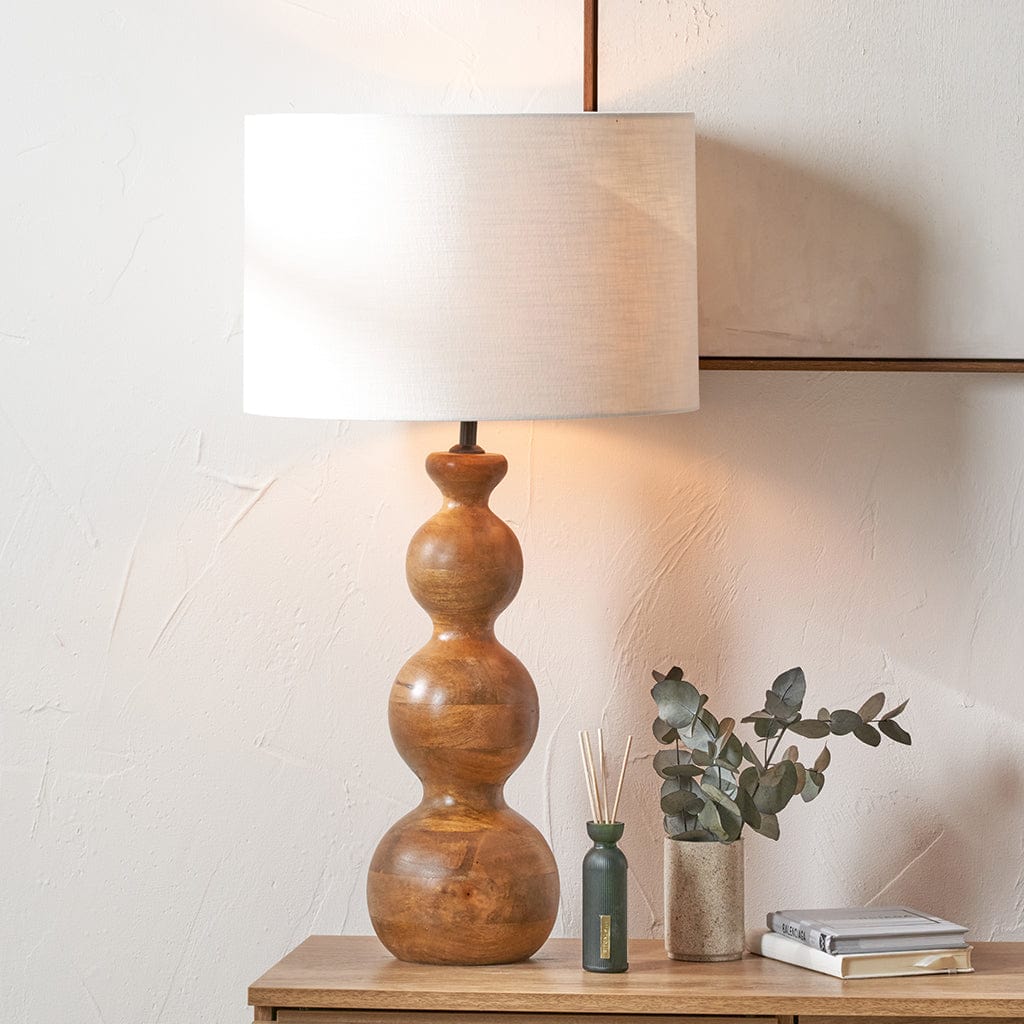 Nyari Brown Oiled Finish Mango Wood 3 Ball Design Table Lamp Base