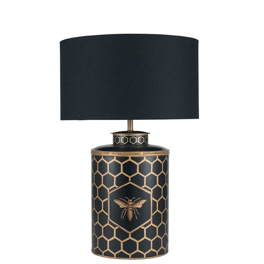 Black Honeycomb Hand Painted Table Lamp