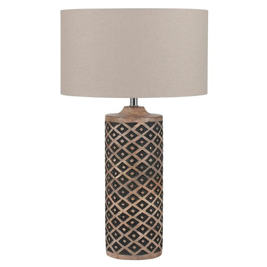 Tall Wooden Diamond Table Lamp