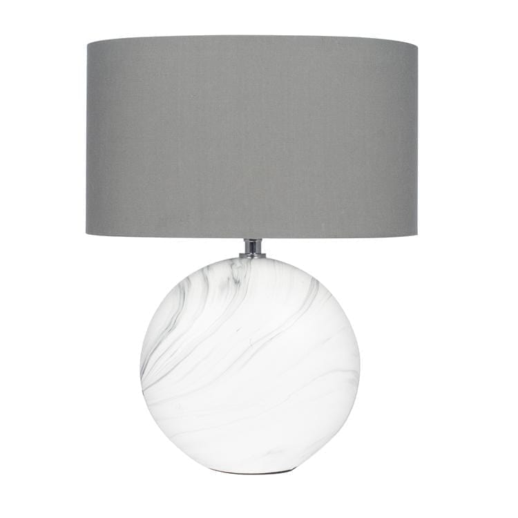 Small Marble Effect Ceramic Disc Table Lamp