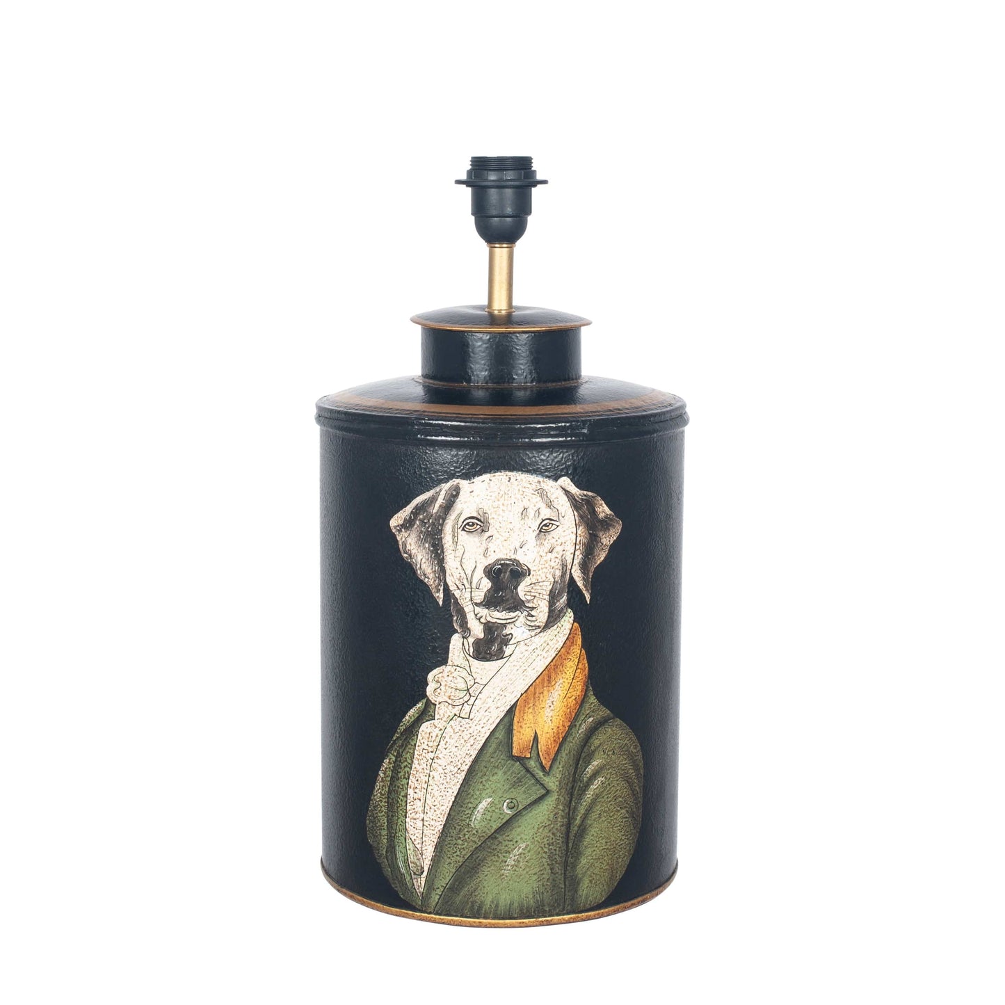 Black Hand Painted Dog Table Lamp