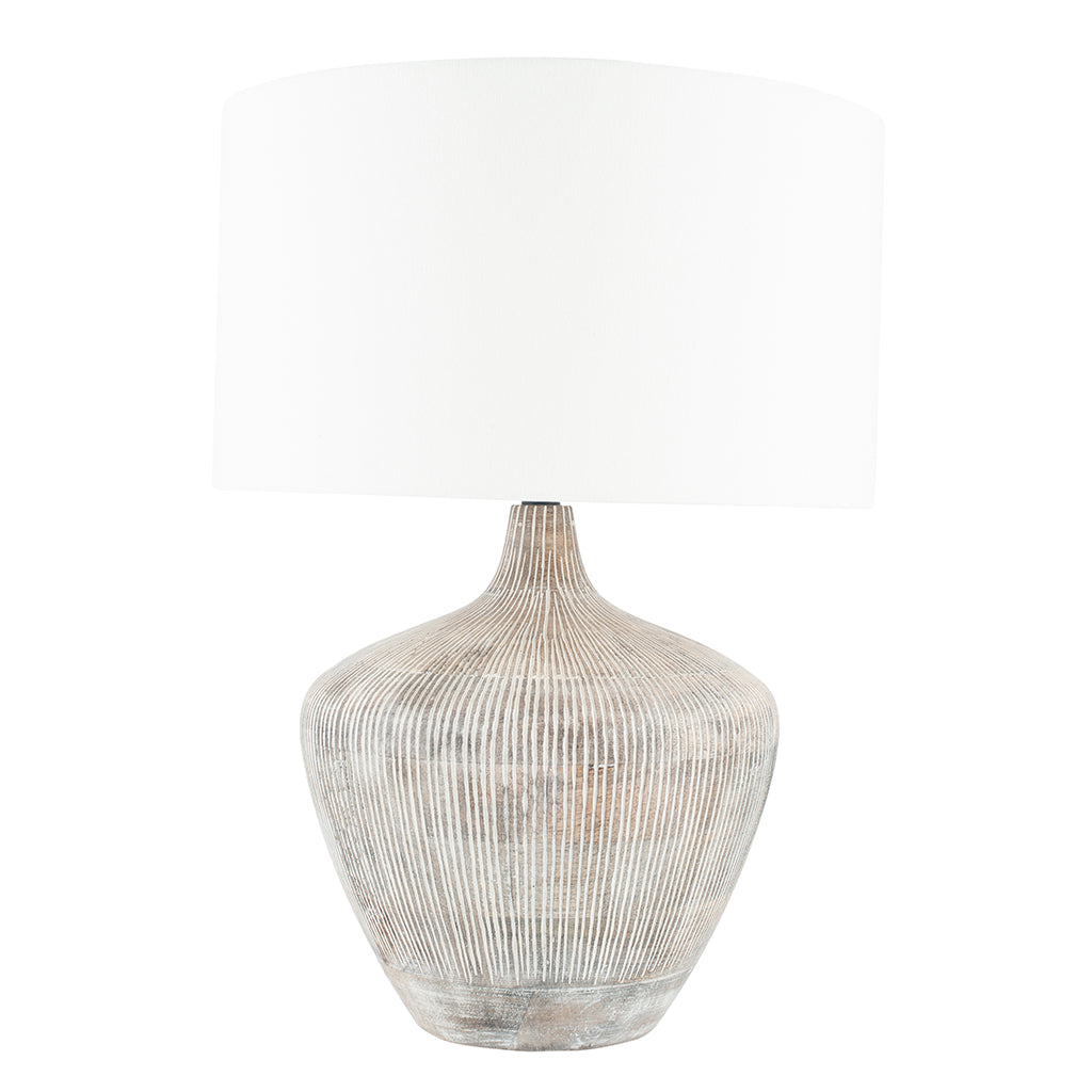 Manaia White Wash Textured Wood Table Lamp