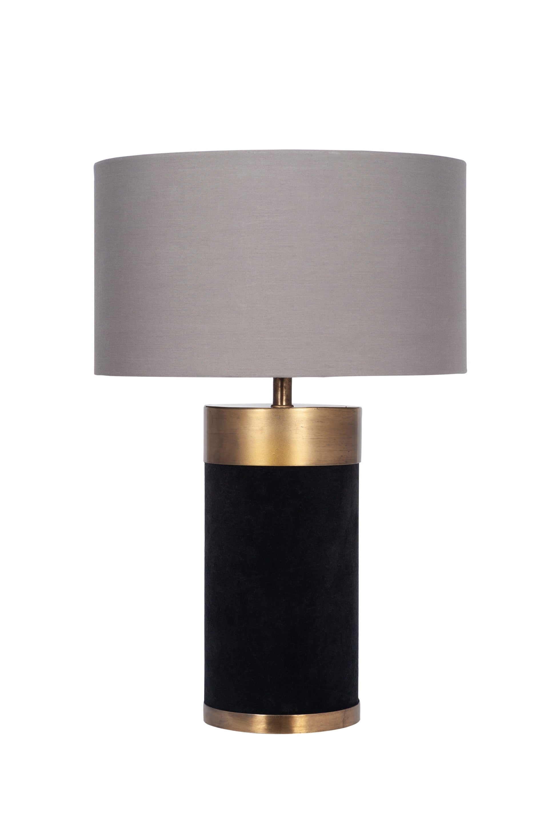 Black Velvet and Antique Gold Metal Table Lamp