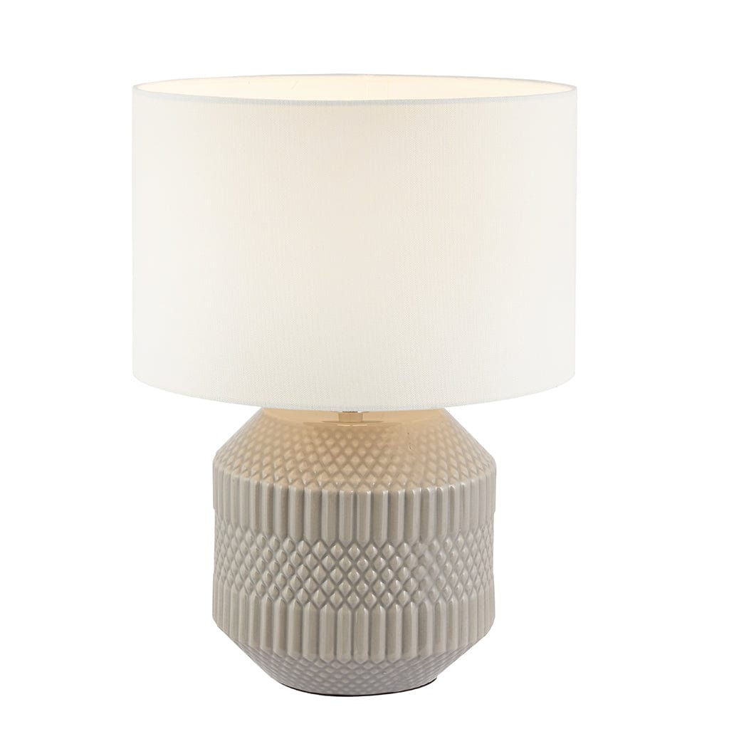 Meribel Grey Geo Textured Ceramic Table Lamp