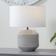 Meribel Grey Geo Textured Ceramic Table Lamp